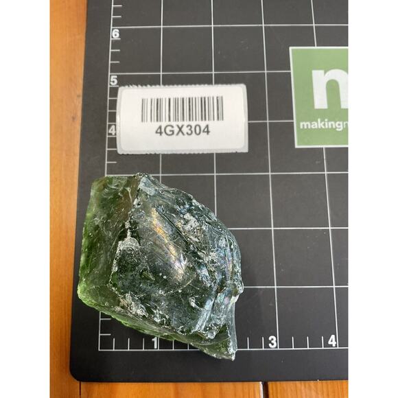 Green Translucent Art Glass Cullet Glowing Manganese Slag Glass #4GX304 - Picture 9 of 9